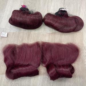 Borgoña Color vino huevo rizado con encaje suizo Frontal 100% cutícula alineada cabello humano vietnamita - Product Image 1