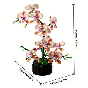 Ramo de orquídeas creativas en maceta, bloques de construcción, flor inmortal, decoración de plantas para el hogar y el escritorio, ladrillos para ensamblar, juguete, regalo para niñas - Product Image 1