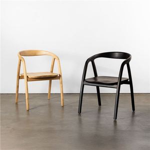 Fauteuil de salle à manger en teck massif de qualité supérieure, cadre incurvé moderne, rembourrage écologique, mobilier durable pour l'hôtellerie - Product Image 1