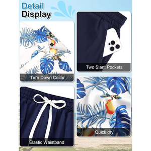 Conjunto de Ropa de Playa para Verano, Camisa Ligera y Pantalones Cortos, Atuendo Casual para Vacaciones Tropicales - Product Image 4