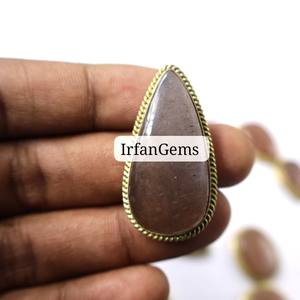 <b>Peach</b> Moonstone Brass Groove Pendant <b>Top</b> Quality Moonstone Grooved Crystal Handmade Moonstone Macrame Gemstone Wholesale Price - Product Image 3