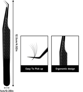 Pinzas para Pestañas Curvas y Rectas Disponibles, Pinzas de Acero Inoxidable para Belleza, Pinzas Extensibles para Volumen con Peine, Extensión de Pestañas - Product Image 5