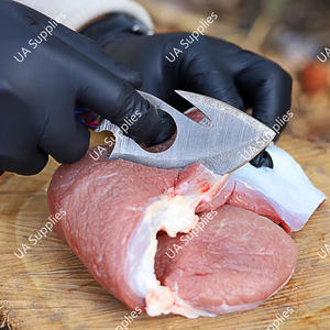 Cuchillo de caza y camping EDC de acero de Damasco con gancho para dedo y agarre de madera, de alta calidad, afilado como una navaja, OEM/ODM, ¡el más vendido! - Product Image 5