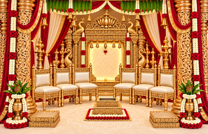 Kalyana Mandapam Tradicional del Sur de la India con Tallado Dorado, Compre un Majestuoso Conjunto de Mandap Dorado de Fibra para Bodas del Sur de la India, Australia - Product Image 5