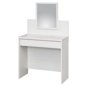 Modern White Wood Dressing <b>Table</b> with <b>Mirror</b> 4 Drawers Minimalist Design Living Room Furniture with Wheels - Product Image 1