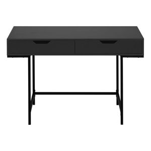 Scrivania per Computer Moderna e Contemporanea da 48 Pollici con Cassetti Portaoggetti, in Laminato Nero e Metallo Nero - Product Image 6