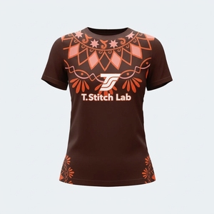 Camiseta de Verano para Mujer, Precio Económico, Transpirable, Manga Corta, Corte Regular, Nueva Llegada, Diseño Tribal Estampado, Secado Rápido - Product Image 1