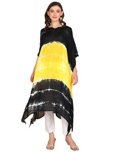 High Quality Designer Rayon <b>Kaftan</b> Tie Dyed <b>Summer</b> Daily Wear Regular Fit Washable Three Quarter Sleeve Best Price - Product Image 1