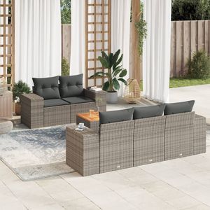 Conjunto de Sofá Modular de Jardín en Ratán Sintético Gris, Capacidad para 6 Personas - Product Image 1