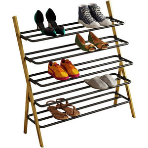 Organizador de zapatos de madera con diseño único para la sala de estar, con patrón decorativo y base estable. - Product Image 4