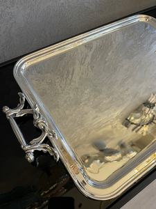 Bandeja de servicio Rectangular de diseño árabe personalizada portátil plegable chapada en plata europea de alta calidad superventas Navidad - Product Image 4