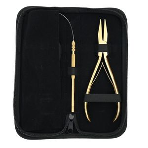 Kit d'outils pour extensions capillaires : Pince à sertir plate à trois trous pour micro-perles et enfileur de boucles pour extensions micro et nano-rings - Product Image 4