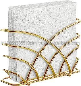 Élégant porte-serviettes en métal doré personnalisé vendu en gros Vaisselle moderne faite à la main Porte-serviettes et boîte à mouchoirs - Product Image 2