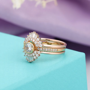 Emerald Cut Moissanite Diamond <b>Ring</b> Women's Iced Baguette Channel <b>Set</b> Band Solid 925 <b>Silver</b> 14K Gold Classic Rose Gold Plated - Product Image 4