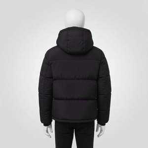Vintage Design <b>Men's</b> Black Matte Color Hooded <b>Puffer</b> Jacket Custom Windproof Down Filled Zip Up Winter <b>Coat</b> Jackets <b>For</b> <b>Men</b> - Product Image 2