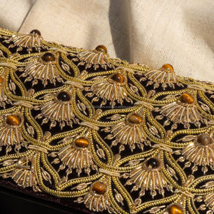 Luxury Customized Colors Zardozi Embroidered PU Floral Chain Strap Flap <b>Clutch</b> Bag Handmade Bridal Evening <b>Wedding</b> Purse Gift - Product Image 3