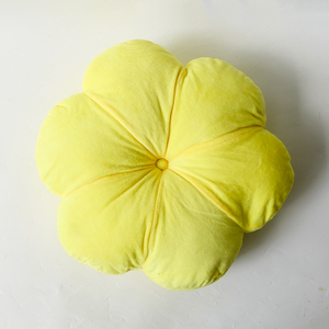 Coussin décoratif en velours fait main en forme de fleur, coussin touffeté en peluche, esthétique, pour siège au sol ou lit, jaune, textiles de maison, vente en gros - Product Image 2