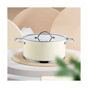 Olla de Acero Inoxidable con Tapa de Vidrio, Grande, Compatible con Inducción, para Sopa y Guisos, Utensilio de Cocina Resistente - Product Image 4