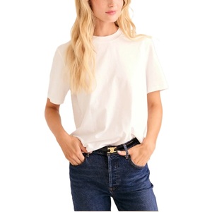 Camiseta Casual de Algodón para Mujer, Cuello Redondo, Manga Corta, Talla Grande, Transpirable, Color Liso Teñido, para Verano - Product Image 5