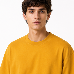 Men's Oversized Yellow Cotton <b>T</b>-<b>Shirt</b> O-Neck Short Sleeve Casual Solid Color Breathable Jersey Fit - Product Image 6