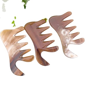 Handmade Large Classic Salon Hair <b>Comb</b> Full Carved Natural Buffalo Horn Thick Teeth Heat Resistant Custom-made Pocket <b>Comb</b> - Product Image 1