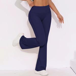 Leggings de yoga personalizados al por mayor para mujer, de poliéster y elastano, de corte acampanado, cintura alta, corte en V, efecto levantamiento de glúteos, secado rápido, transpirables, para gimnasio. - Product Image 2