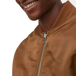 Veste bomber d'hiver en molleton de coton pour homme avec logo personnalisé, couleur unie, fermeture éclair, vente en gros - Product Image 5