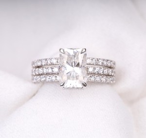 14K <b>Gold</b> Stackable Diamond <b>Ring</b> <b>Set</b> | D- VVS Moissanite Engagement <b>Ring</b> | Wedding-Anniversary <b>Ring</b> | Minimalist <b>Gold</b> Jewelry - Product Image 5