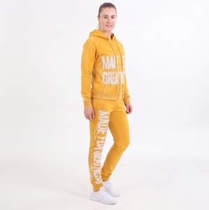 Women's Distressed Embroidery Tracksuits 100% Polyester Fleece Zipper <b>Hoodie</b> Jogger Pants Set Winter Style Polyester Tracksuit - Product Image 6
