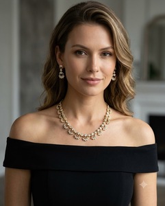 Circular Pattern American Diamond Necklace <b>Set</b> With Matching Delicate Earrings Antique <b>Gold</b> Plated And Light Weight Necklace <b>Set</b> - Product Image 2