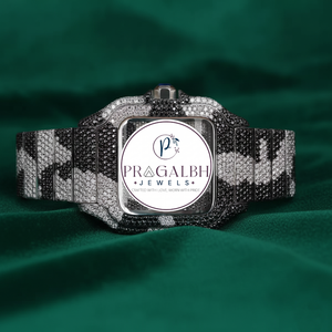 นาฬิกา Pragalbh Jewels Luxury Bust Down ประดับเพชรโมอิสซาไนต์ หน้าปัดลายพราง ฝังเพชรเต็มเรือน ตัวเรือนสแตนเลส สไตล์ฮิปฮอป - Product Image 6