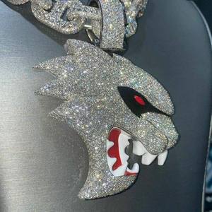 Pendentif Tête de Tigre Hip Hop en Argent avec Moissanite Sertie en Bezel, Breloque Animale Unisexe pour Usage Quotidien - Product Image 1