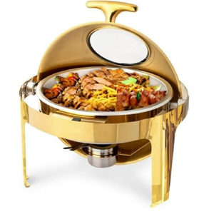 Recipiente clásico redondo para calentar alimentos, de acero inoxidable, con patas decorativas y asas de madera; disponible a precios de mayorista. - Product Image 3