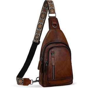 Leather Crossbody Bag Saddle Style Vegetable Tanned Full Grain Cowhide Flap Closure Brass Hardware - Product Image 1