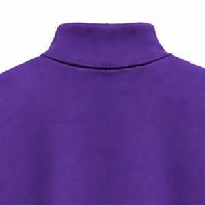 <b>Purple</b> Oversized Mock Neck Sweatshirt Unisex Relaxed Fit Pullover Long Sleeve Heavyweight Custom Printed Casual Streetwear <b>Top</b> - Product Image 4