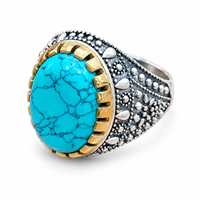 Bague en argent sterling 925 avec cabochon turquoise pour homme, faible MOQ, échantillon de 1 pièce, vente en gros