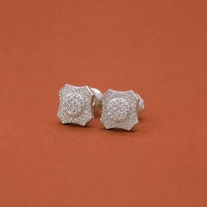Moissanite <b>Diamond</b> Silver Stud <b>Earrings</b> S925 <b>Square</b> Design - Product Image 2