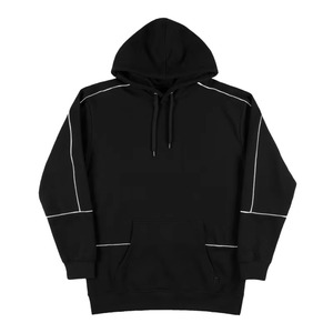 Sweat à capuche personnalisé pour homme, noir et blanc, avec bordure contrastée, style streetwear oversize, en coton molletonné, OEM - Product Image 1