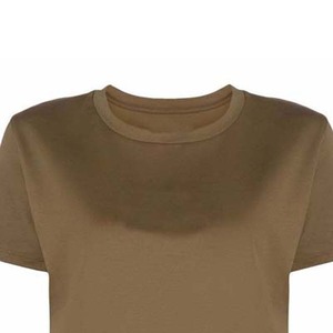 T-shirt pour femme, couleur unie, col rond, 100% coton, tricoté, respirant, décontracté, manches courtes, coupe classique, toutes saisons - Product Image 3