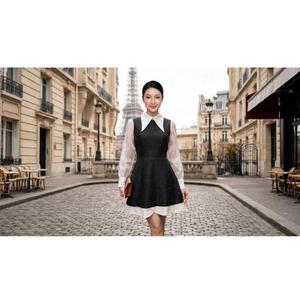Wholesale Silhouette Long <b>Silky</b> Sleeves French Peter Pan New <b>Top</b> Perfect A-line Large Peter Pan Collar Dress Vietnam - Product Image 2