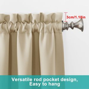 Set 2 tende oscuranti per interni 52 pollici. W X 63 In. Tascabili tascabili con rivestimento termoisolante con rivestimento oscurante trattamenti per finestre nero - Product Image 2