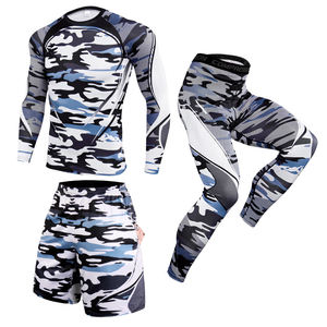 <b>Men's</b> Rash Guard Set Full Sleeve <b>Compression</b> Wear Digital Print Quick Dry Spandex Polyester UPF50+ Anti-Bacterial Sports Kit - Product Image 2