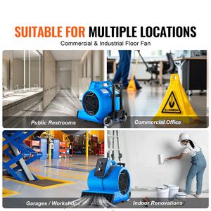 Ventilateur sécheur de tapis portable avec 3 angles de soufflage et minuterie 3 vitesses, 1560 tr/min, 4000 CFM, souffleur d'air pour le séchage et le refroidissement - Product Image 2