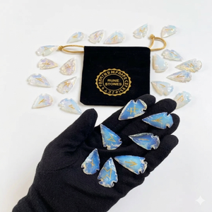 High quality opalite arrowhead rune <b>set</b> <b>Crystal</b> Rune Wicca Energy natural stone for Divination and Intuition Meditation seller - Product Image 6