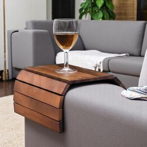 Plateau d'accoudoir en bois de qualité supérieure avec surface lisse et détails artisanaux pour l'organisation décorative des rangements sur table - Product Image 5