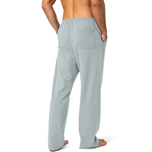 Pantalon homme neuf, style streetwear personnalisé, jogger évasé en molleton de coton, taille élastique, coupe ajustée, motif uni - Product Image 3