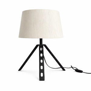 Lámpara de escritorio decorativa escandinava de metal y lino, lámpara creativa de trípode, luz blanca cálida, cuida la vista, minimalista, para sala de estar, E27 - Product Image 1