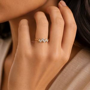 Yellow Gold <b>Diamond</b> <b>Ring</b> With Infinity Design Round Brilliant Cut Natural <b>Diamonds</b> Women's Romantic Engagement <b>Ring</b> - Product Image 3