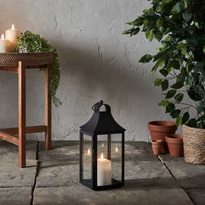Lanterne rectangulaire en métal noir pour la décoration de la maison, durable, utilisable en extérieur et en intérieur - Product Image 1