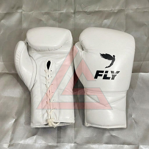 Fabrication en usine de gants de boxe blancs sur mesure, 100% cuir véritable, gants de boxe professionnels pour la pratique du fly boxing. - Product Image 2